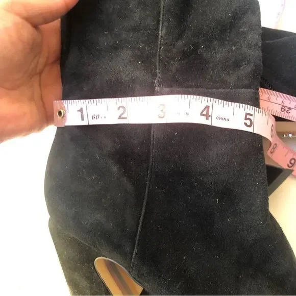 SAM EDELMAN Black Suede Leather Knee-High Boots Pull On Sz 6 - Picture 9 of 10